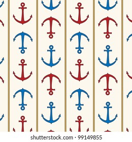 Seamless pattern - Blue and red anchors