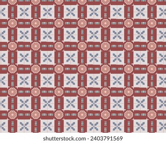 Seamless pattern in blue, red and brown colors.Seamless Geometric Pattern.Abstract texture designs can be used for backgrounds, motifs, textile, wallpapers, fabrics, gift wrapping, templates. endless