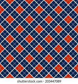 Seamless pattern with blue and red diamonds. Vector background.