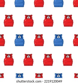 Seamless pattern of blue and red gas cylinders. LPG propane bottle pattern. Gas tank background