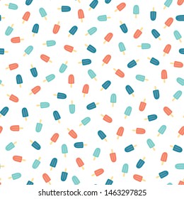 Seamless pattern with blue and red ice creams