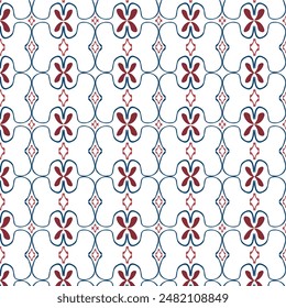 Seamless pattern. Blue and red ornament