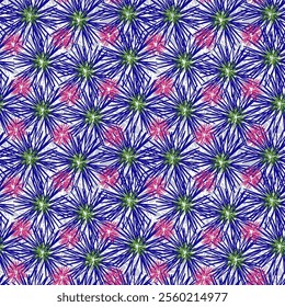 
Seamless pattern of blue and red spiky balls on a white background, vector