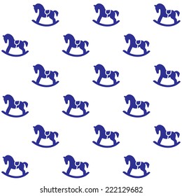  seamless pattern with blue rocking horses