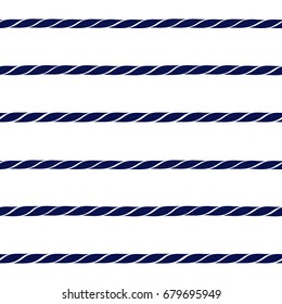 Seamless pattern with blue ropes on white background. Vector image.