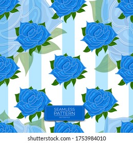 seamless pattern of blue rose. Background design vector illustration. Great for fabric, background, packaging,wall