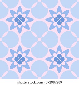 seamless pattern with blue shades ornaments made of ovals and circles