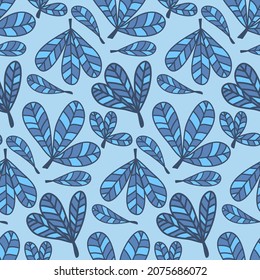 Seamless pattern with blue shamrock, decoration textile design wrapping