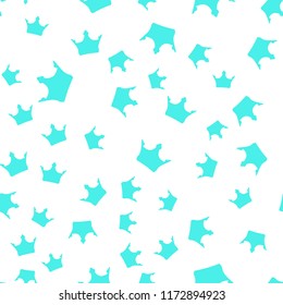 Seamless pattern. Blue silhouettes of crowns on a white background