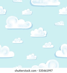 Seamless pattern with blue sky and clouds. Clouds Background. Vector illustration.