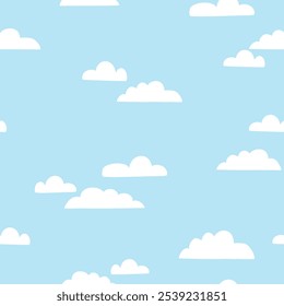 seamless pattern blue sky landscape, graphic design 