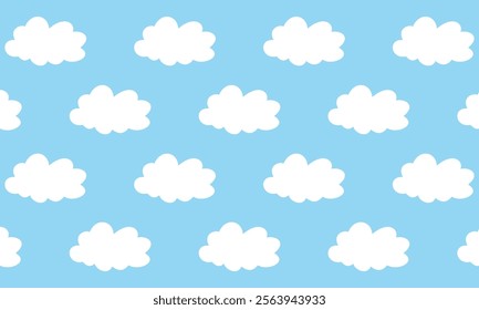 Seamless pattern with blue sky and white clouds. this seamless pattern is suitable for gift wrap designs, backgrounds, textiles, fabrics and others