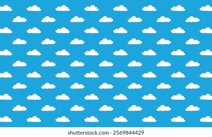 Seamless pattern with blue sky and white clouds. this seamless pattern is suitable for gift wrap designs, backgrounds, textiles, fabrics and others
