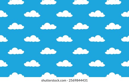 Seamless pattern with blue sky and white clouds. this seamless pattern is suitable for gift wrap designs, backgrounds, textiles, fabrics and others
