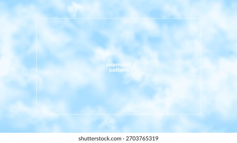Patrón sin fisuras con cielo azul y nubes blancas. Diseño suave y tranquilo del fondo del Vector para la tela, el Fondo de pantalla, el Web, y los proyectos decorativos.