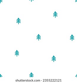 Seamless pattern with blue small tree