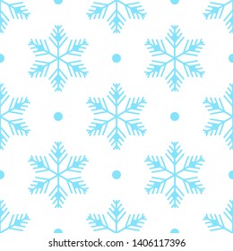 Seamless pattern. Blue snowflake on a white background. Christmas pattern.