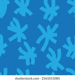 Seamless pattern with blue snowflakes in abstract style. Vector illustration for prints on fabrics, packaging, covers and for the design of views and scenes in a winter abstract style