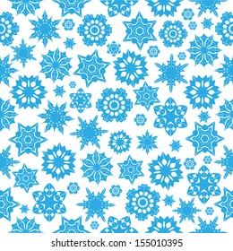 seamless pattern with blue snowflakes on a  white  background.winter background.vector