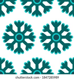 seamless pattern of blue snowflakes on a white background for design and decoration