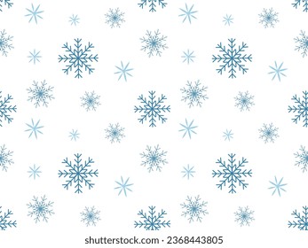 Seamless pattern with blue snowflakes on a white background. vector illustration for wrappers, wallpaper, wrapping paper