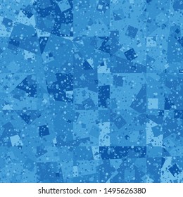 Seamless pattern. Blue squares and bubbles. Ice theme.