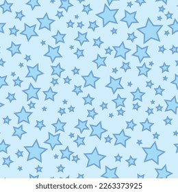 Seamless pattern blue stars geometric