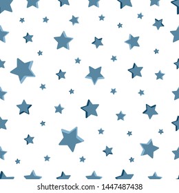 Seamless pattern with blue stars on a white background. Vector illustration design. Colorful. Gift wrap