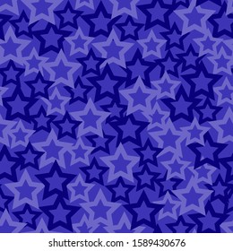 The seamless pattern with blue stars on a blue background. Vector.