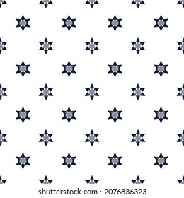 seamless pattern with blue stars on white background. vector illustration 