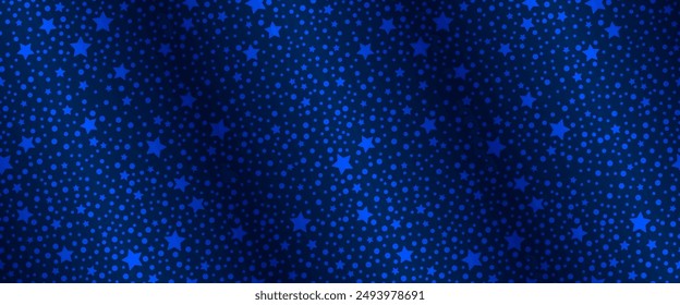 Patrón sin fisuras de estrellas azules sobre un fondo azul oscuro.