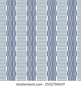 Nahtloses Muster mit blauen geraden Streifenlinien. Einfache optische Täuschung, Täuschung. Kinetische Fliese in op art. Vektorhypnotischer Hintergrund, Textur.