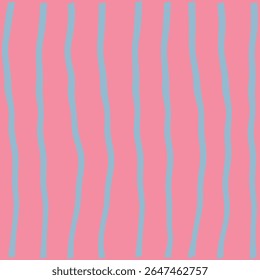 Seamless pattern of blue striped lines on pink background for surface design and other design projects

