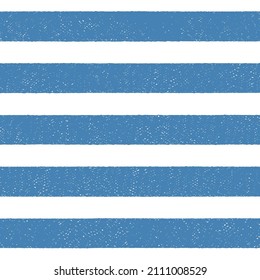Seamless pattern with blue stripes in ink texture. Vector pattern with hand-drawn telnyashka on white background. Illustration on marine concept