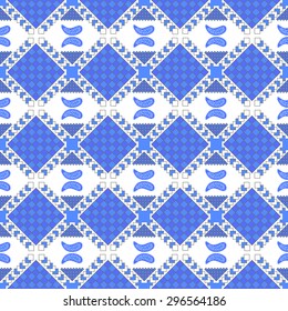 seamless pattern, blue tiles, square