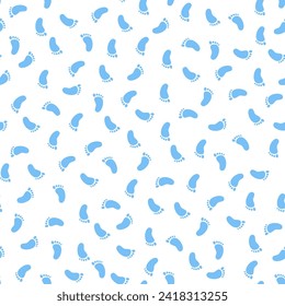 Seamless pattern with blue tiny feet
