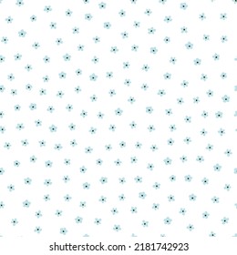Seamless pattern with blue tiny flowers.