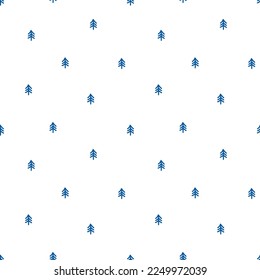Seamless pattern with blue tiny tree