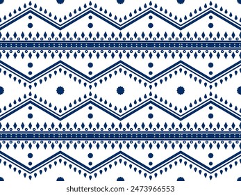 Seamless pattern in blue tone for fabric design created by geometric shape