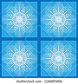 Seamless pattern in blue tones. Geometric fantasy. Vector illustration