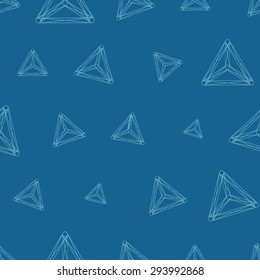 Seamless pattern with blue triangles