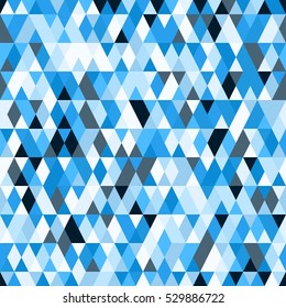 Seamless pattern with blue triangles . Abstract background in bright colors. Vector illustration. A good choice for the wrapping, home decor, website, brochures and presentations in a modern style