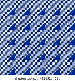 Seamless pattern with blue triangles and stripes. Men's fashion print. Vector illustration.