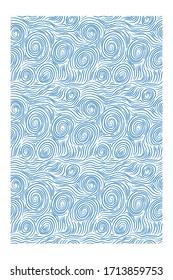 Seamless pattern with blue twisted lines waves.