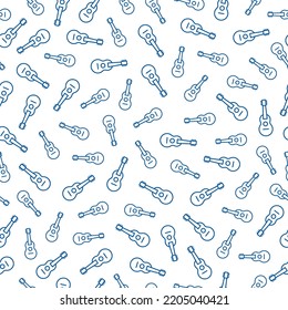 Seamless pattern with blue ukulele icons