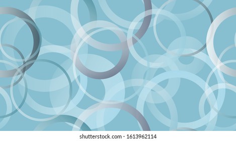 Seamless pattern in blue with a vector image of circles of various sizes. Can be used in the design of cards, websites, banners, wedding cards