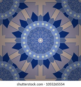 Seamless pattern with a blue, violet and purple bright summer floral print, flowers, foliage. Vector illustration.