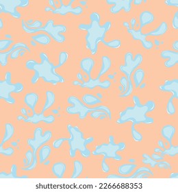 Patrón sin mar con agua azul salpicada en un fondo beige. Ilustración vectorial. Para embalaje, textil, cubierta, fondo.