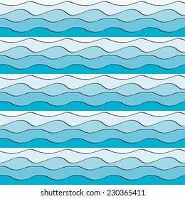Seamless pattern with blue water waves