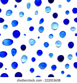 Seamless pattern with blue watercolor drops. Vector seamless texture for wallpapers, pattern fills, web page backgrounds